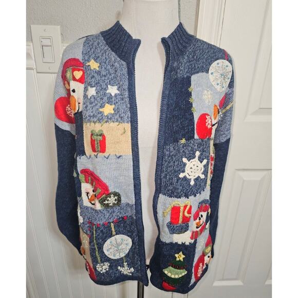 VINTAGE Tiara Christmas Cardigan Sweater Women’s Large - Picture 2 of 12